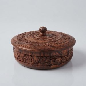 Hand-Carved Wooden Dry Fruit Box (Small)