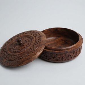 Hand-Carved  Wooden Dry Fruit Box (Large)