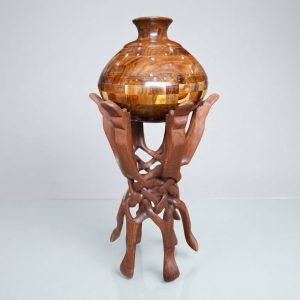 Wooden Decorative Vessel with Stand (Large)