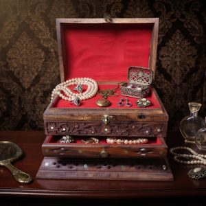 Hand-Carved Wooden Jewelry Box